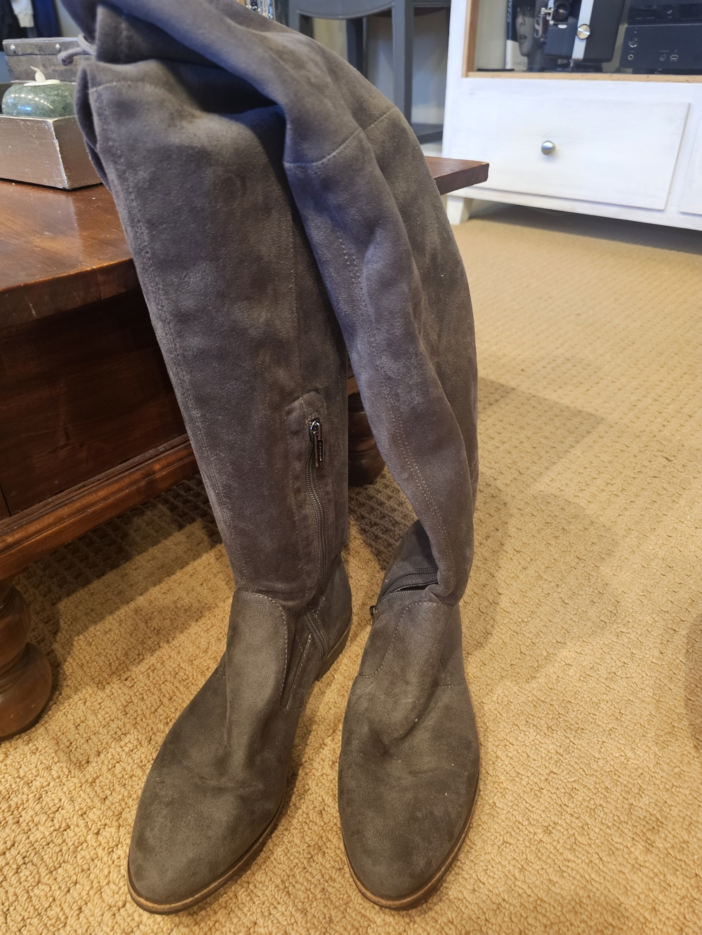 Vince Camuto Over-the-Knee Suede Boots in Charcoal Gray